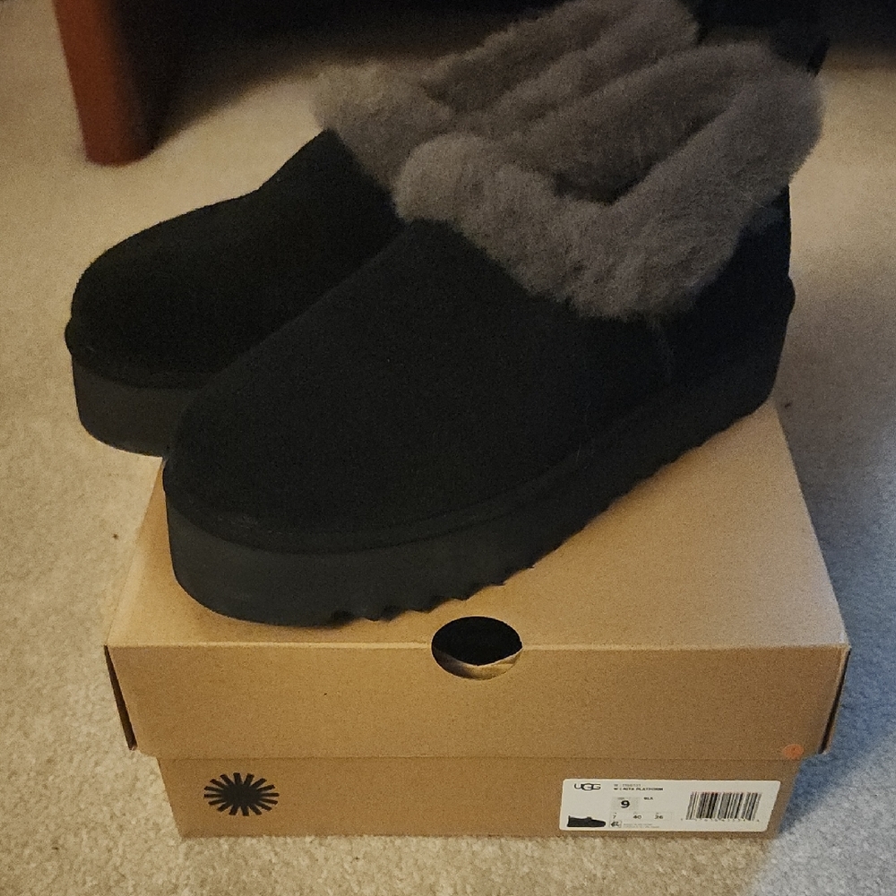 UGG Women's Nita Genuine Shearling Slipper BLACK